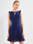 100% Cotton Women Blue Sleeveless Mini Dress