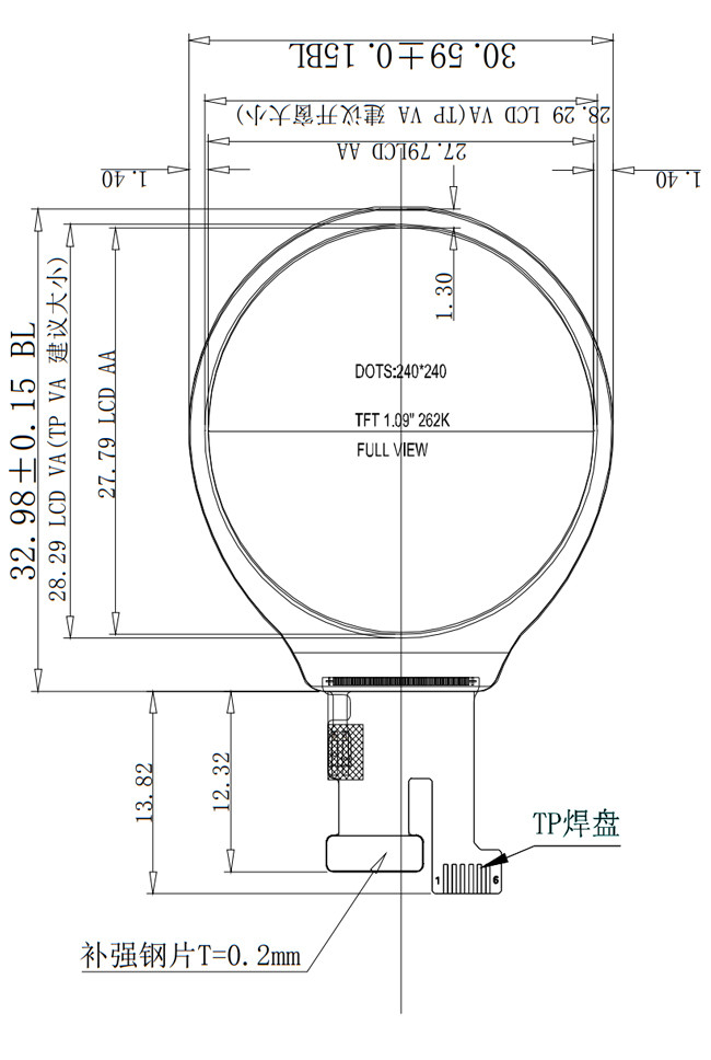 240x240 Dot Round TFT LCD Display With GC9A01 Touch 4 Wire 1 lane SPI Interface