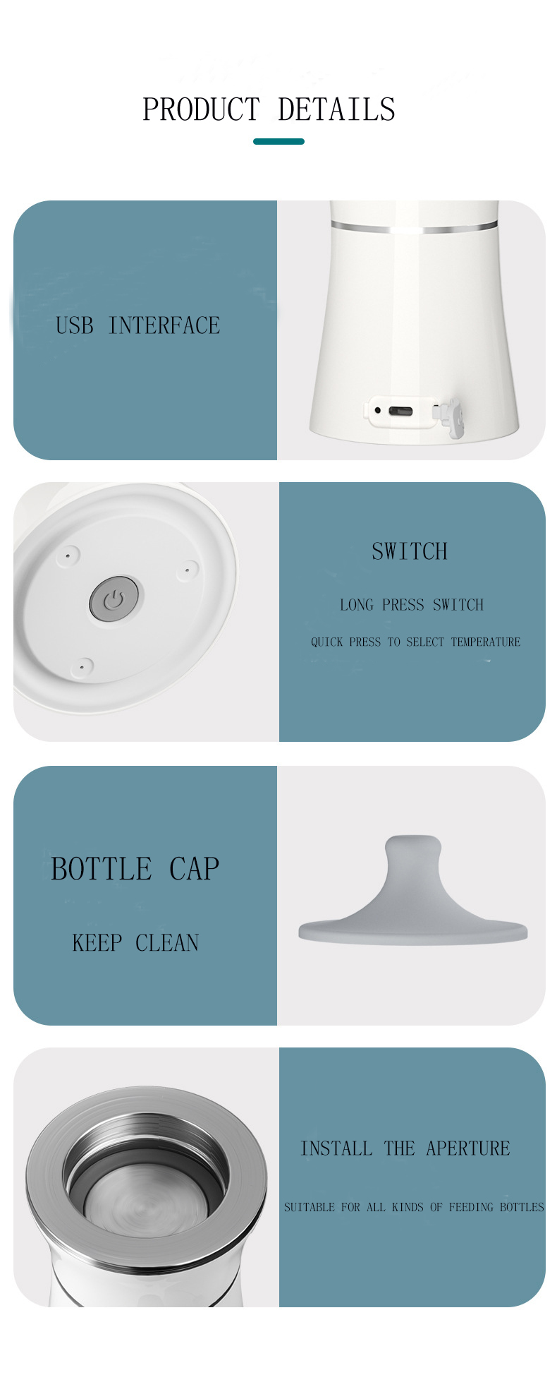 Quick Electric Feeding Baby Bottle Warmer With Variable Flow Velocity Portable Design