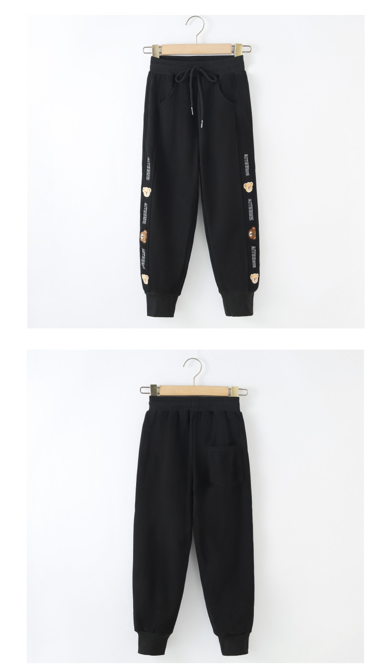 Leisure Thickened Warm Little Girls Clothes Slacks Bear Pattern Skin Friendly
