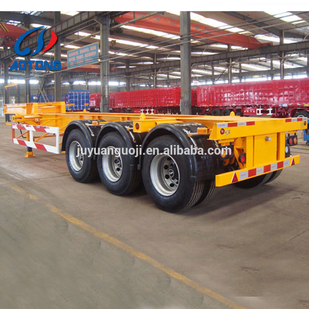 40ft Tri Axles Skeleton Gooseneck Frame Type Container Semi Trailer Chassis with Tires