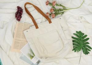 Quality College Wind Canvas Tote Bags , Cotton Thick Canvas Bag 19*19cm Outside Pocket wholesale