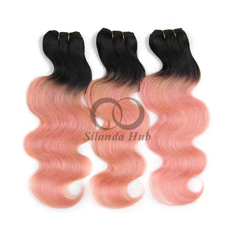 #T1B/Pink Body Wave Remy Human Hair Bundles Sew In Weave Bundles Brazilian Bundle Deals