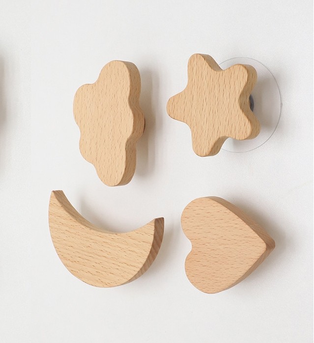 Beech Moon Love Shape Drawer Knobs Pulls Children Room Hardware