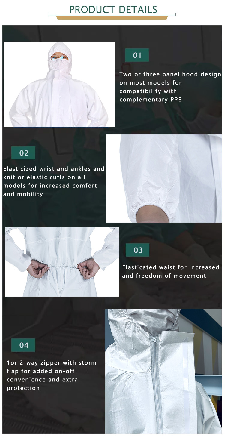Non Woven Health Medical Clothing Disposable Coveralls With Hood