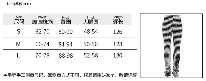 Winter Stripe Casual Pants Knitted Splice High Waist Pants Women