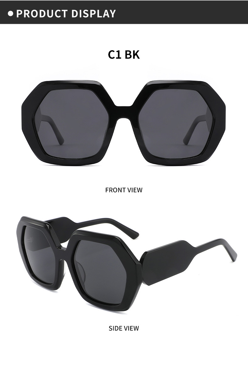 Vintage Polygonal Acetate Eyewear Frames Thick 100% UV - Blocking Lenses