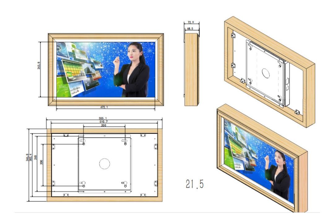 Wooden Frame 21.5 Inch 22 Inch LED LCD Video Photo Display WIFI 4G Network