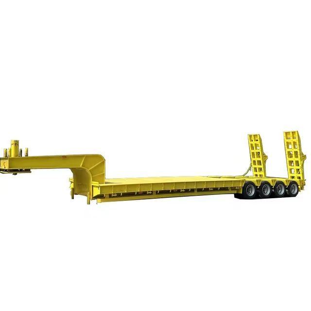 Hot Selling 80-100t Heavy Duty 4 Axles Low Flatbed Low Bed Semi Trailers