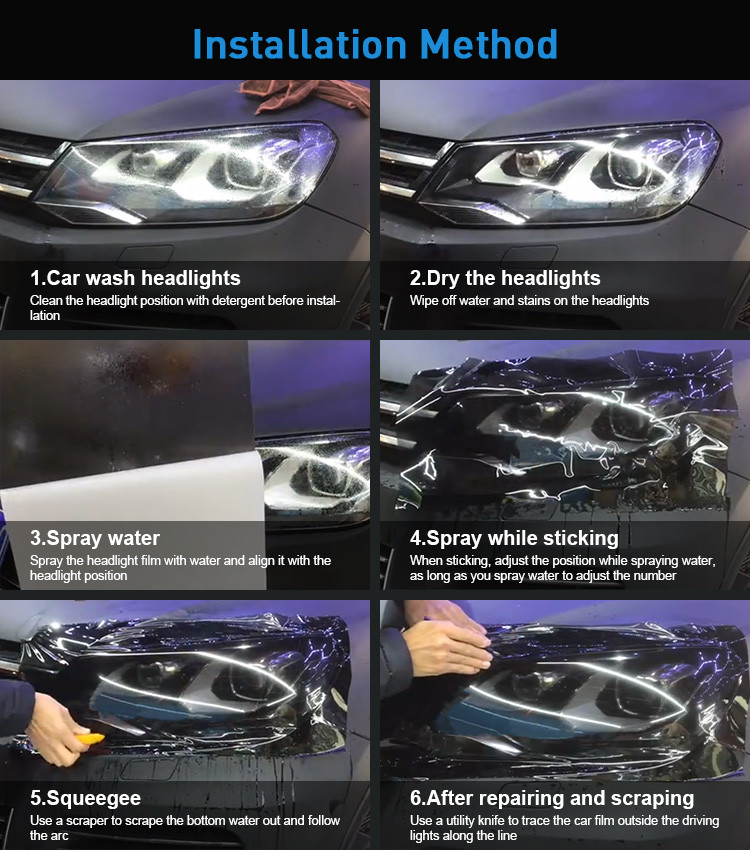Color Change White To Purple Car Headlight Film TPU 6.5mil Photochromic
