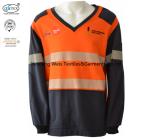 Two Tone Knit Fleece Lightweight Fr Shirts With Reflective Stripes Welder Safety