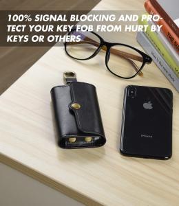 Quality Leather Faraday Cage Bag , Black Men Key Holder Wallet Privacy Protection wholesale