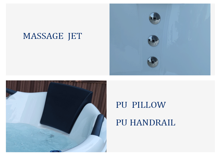 2 Person Outdoor Hydrotherapy Whirlpool SPA Bathtub 1560mm Blue Glass