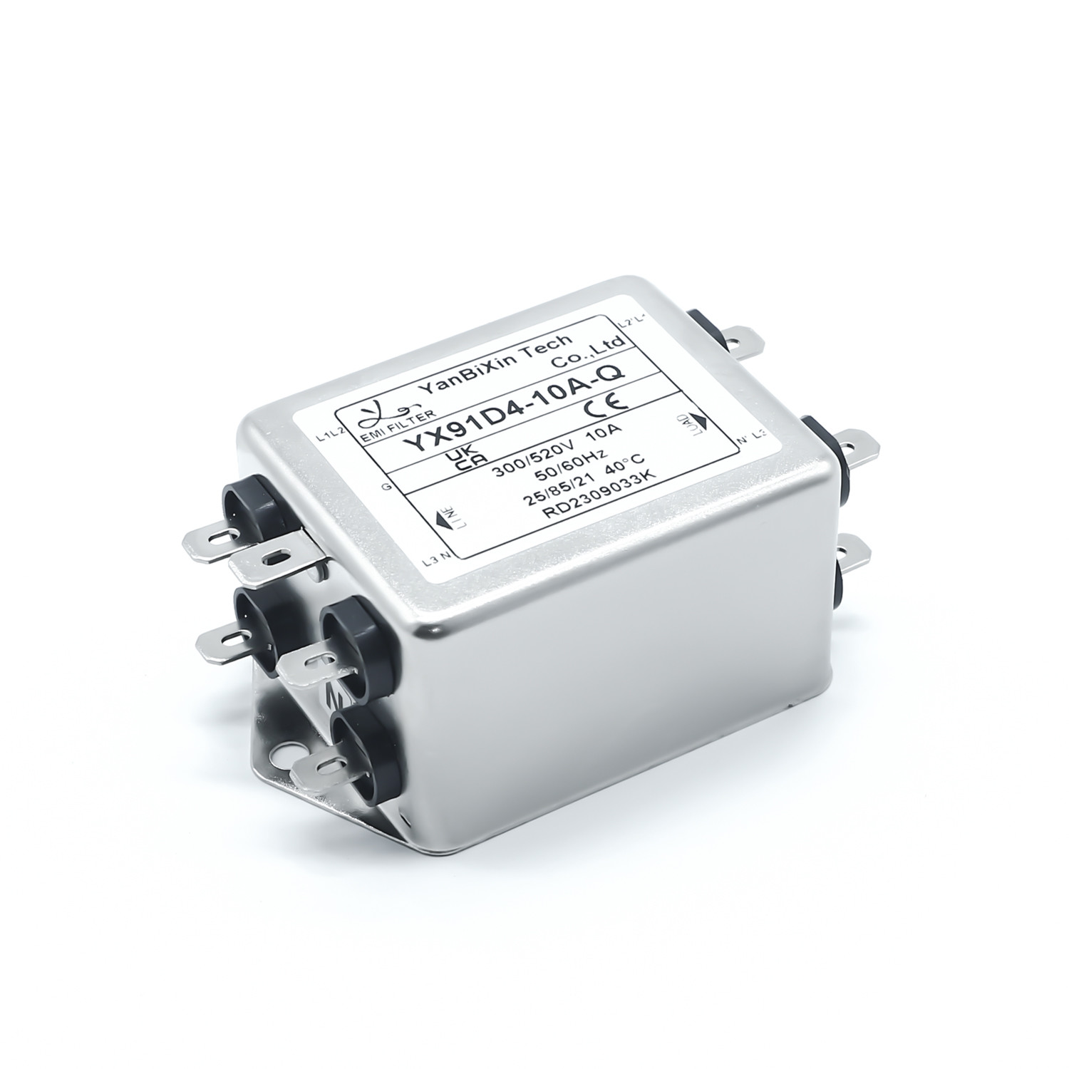 Fast On Terminal Out Three Phase EMI Filter YX91D4 10A Four Line Filter For Photovoltaic System