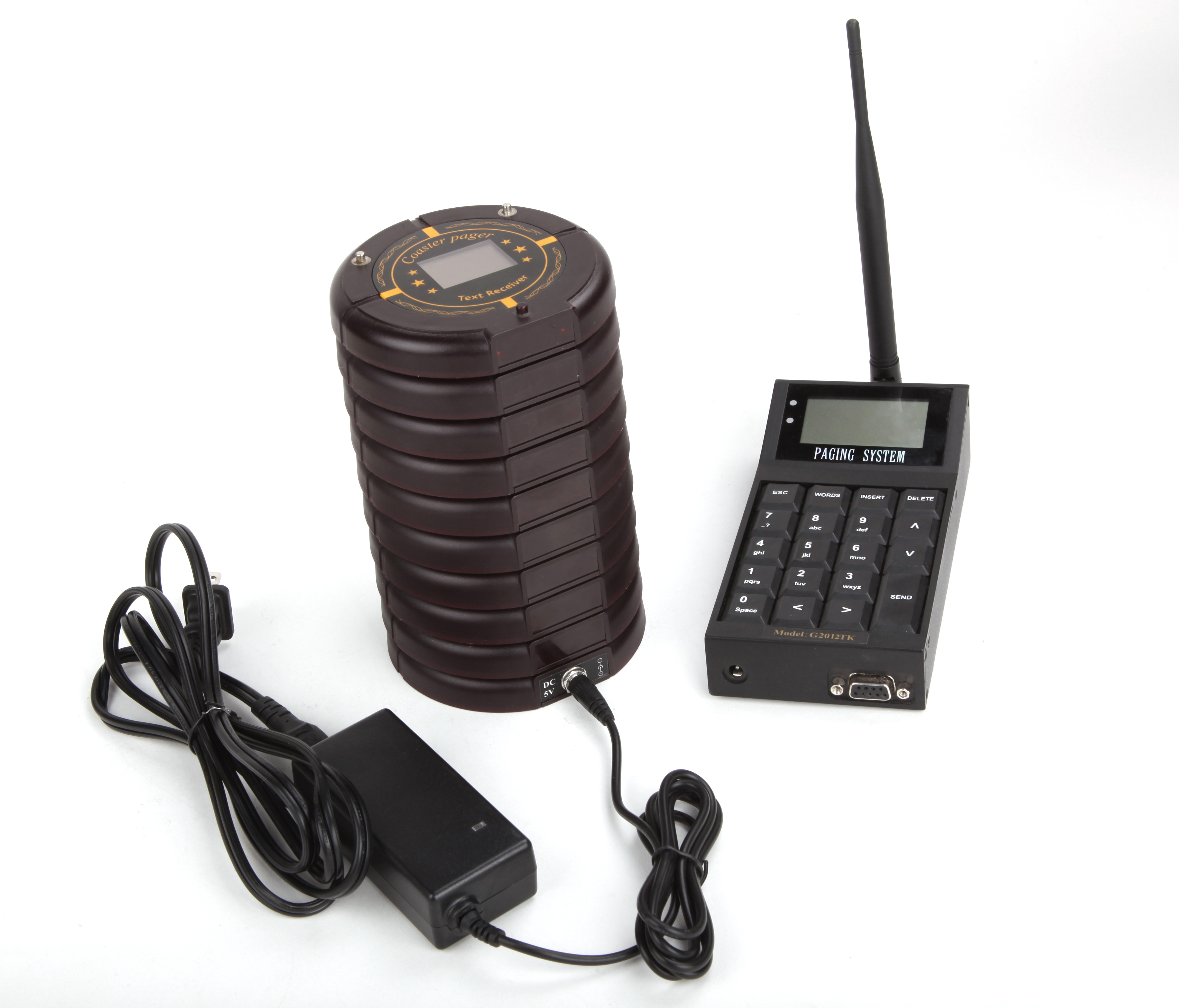 Wireless cafe and bar ordering service queue call pager system