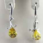 Sterling Silver 7mmx9mm Pear Shape Amethyst Cubic Zircon Dangle Earrings