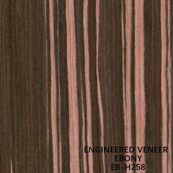 Brown Color H258 Engineered Ebony Wood Veneer Slice Cut Fleeced Back For Door