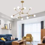 Modern iron chandeliers long drop chandelier Rose Gold Black Color E27 Bulb