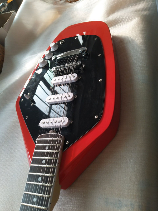 Left Hand Irregular 12 Strings Electric Guitar in Black Mahogany Body Neck Back Sides Free Shipping