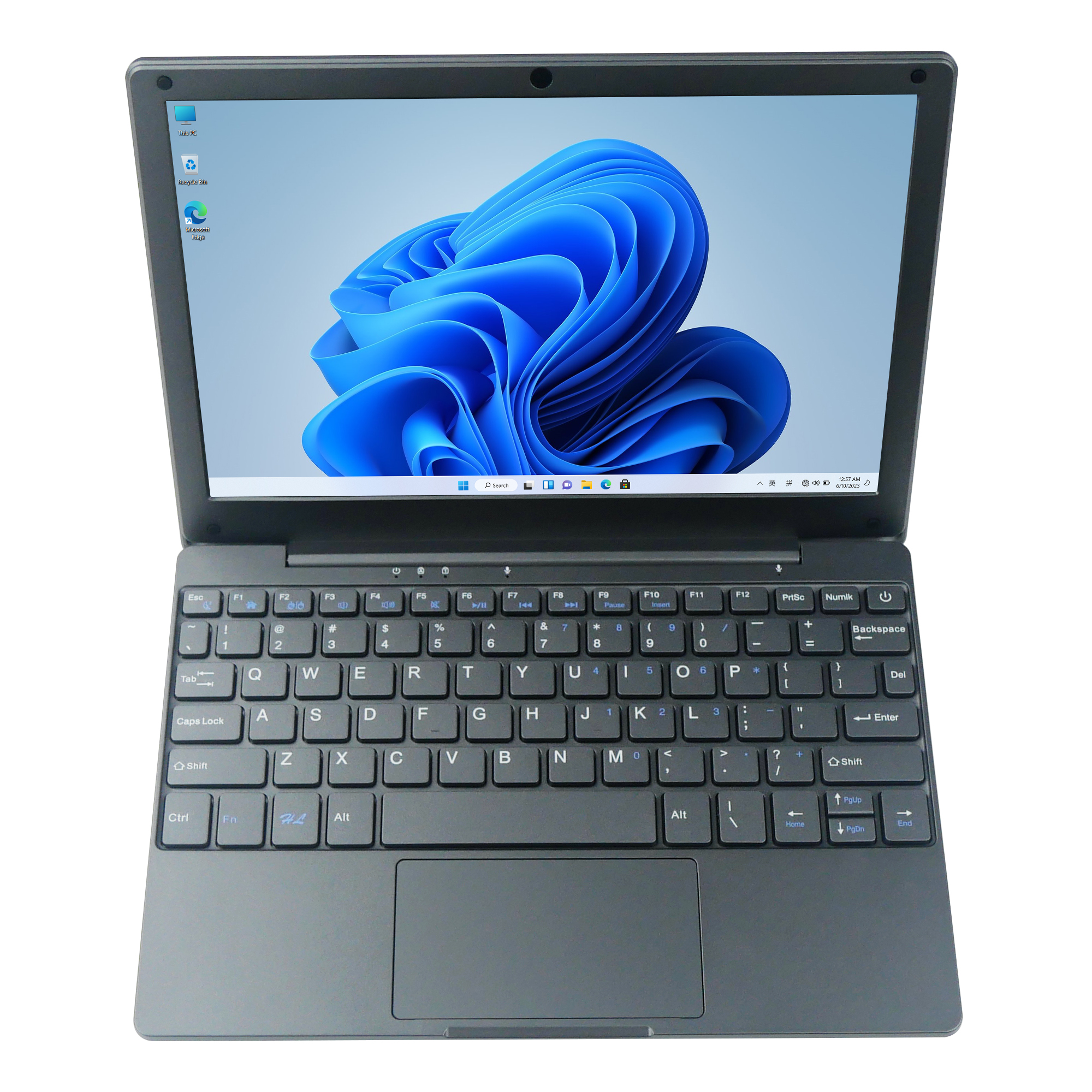 10.1 Inch Laptop with Intel Celeron N4020 CPU 8GB RAM 128GB SSD Dual Screen Built-In Camera Windows 11 Pro 0.93KG US/EU Plug
