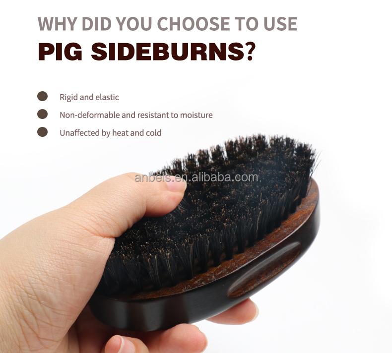 Retro Oval Wooden Beard Care Brush With 100% Natural Boar Hair