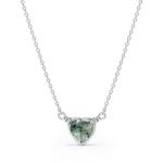925 Silver Simple Natural Light Brilliant Elegant Green Heart Shaped Moss Agate