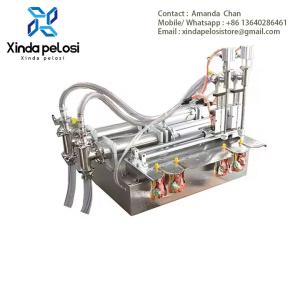 China Pneumatic Liquid Double Heads Filling Machine Horizontal Piston Filling Machine For Sale on sale