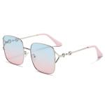 Square Metal Frame Sunglasses Customized Logo Curved Temples
