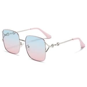 Quality Square Metal Frame Sunglasses Customized Logo Curved Temples wholesale