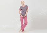 Homestyle Round Neck Women'S Pajama Short Sets , Ladies Striped Pyjamas sets