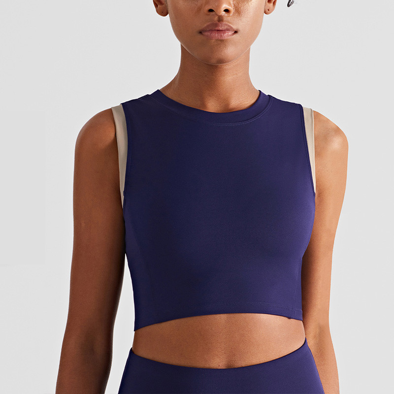 Nuls Skin Friendly Contrast Color Sports Bra Gathered Fitness Yoga Vest Top