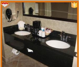 Quality Rectangle Natural Stone Countertops , Black Galaxy Granite Countertop 120-200cm Length wholesale