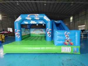 Quality PVC Tarpaulin Inflatable Bounce House With Slide Blue Sky Inflatable Combo For Outdoor Indoor Kids wholesale