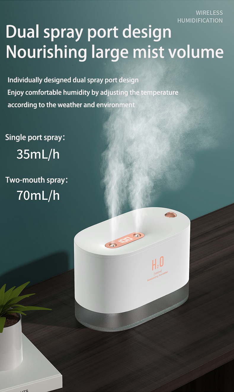 Amazon hot double spray large capacity humidifier cold mist humidifier air diffuser portable desktop wireless humidifier