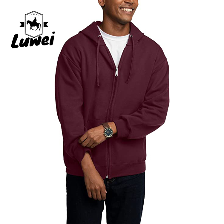 High Quality Moletons Pastel 50% Cotton Cut And Sew Zip Up Drawstring Men's Hoodies Sweatshirts