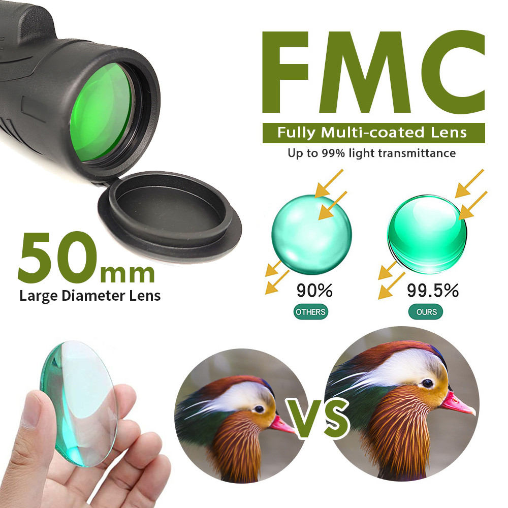 12x50 High Power Mobile Phone Telescope Monocular Bak4 With Tripod Holder