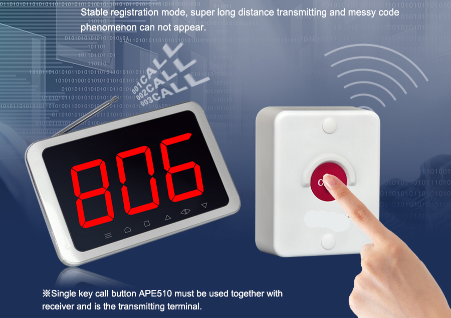 restaurant sound and light alarm pager with strong signal for waiter or waitress