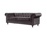 Vintage Grey Velvet Chesterfield Tufted Couch Sofa