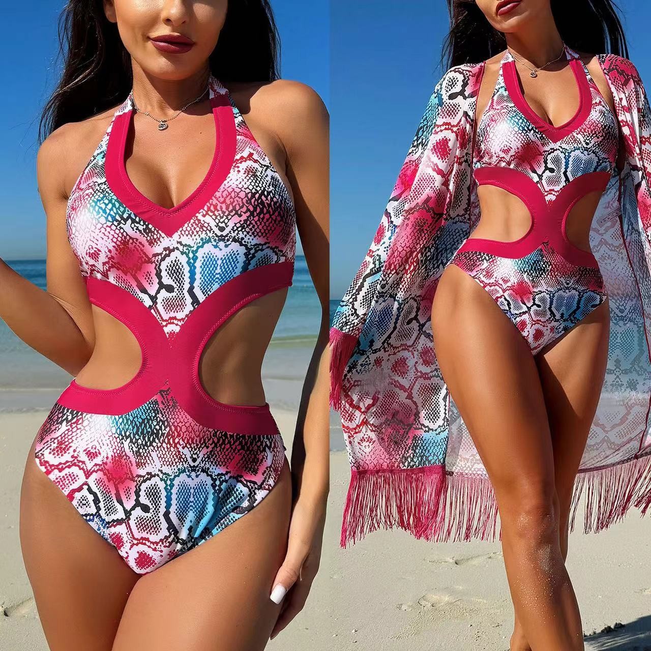 Vacation Striped Swimming Suits Bikini for Beach Holiday