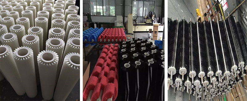 Tufted Bristle Custom Industrial Brushes Cylindrical Fruit Polishing Cleaning Brush Roller