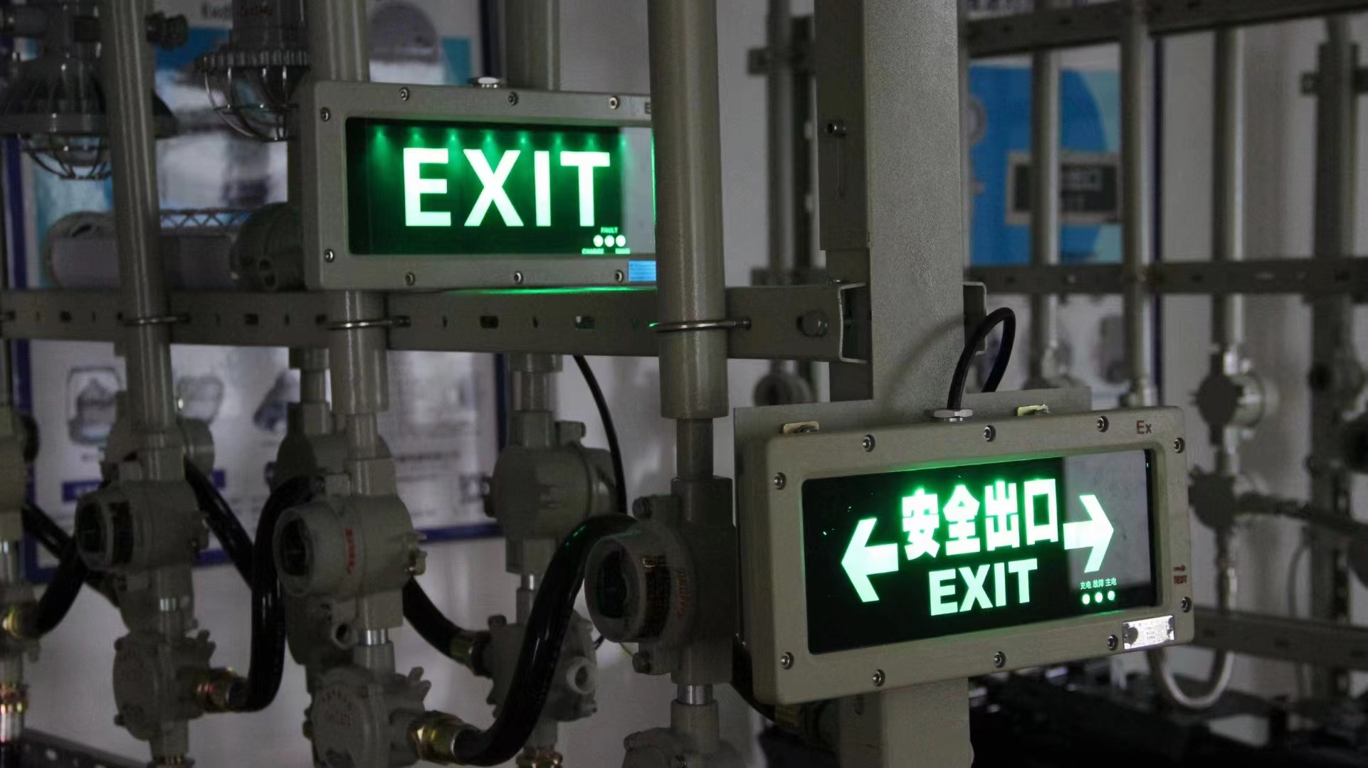 Factory Direct LED Exit Sign Explosion Proof Emergency Lights Mounted On Wall Customized Pictogram Available