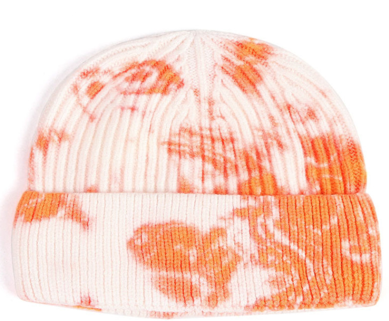 Women'S Tie Dye 100 Acrylic Beanies And Caps Cuffed Warm Winter Knit Watch Hat Skull Cap