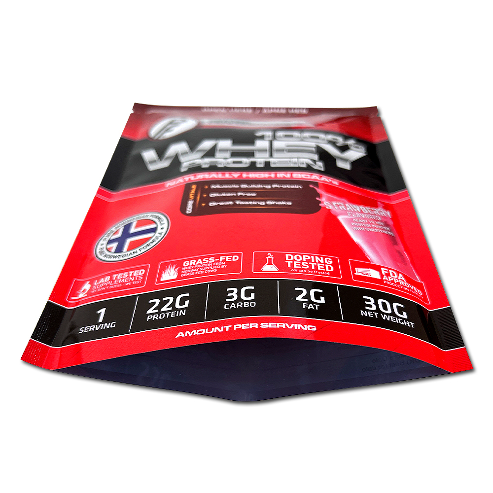 Protein Packaging Custom Zipper Aluminum Foil Pouch With Candy And Stand Up Design