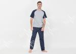 Two Piece Mens Luxury Sleepwear 100% Combed Cotton Jersey Pyjamas Classic Style