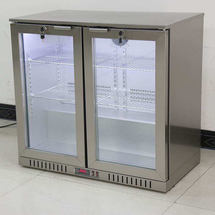 Stainless Steel Body Two Door Under Bar Refrigerator Beer Fridge 208L
