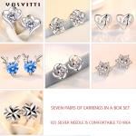 92.5% 1.5g Antler Sterling Silver Jewelry Sets SGS Love Earring Set Blue Antler
