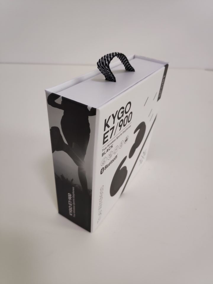Custom printing cardboard folding paper earphone packaging box with handle