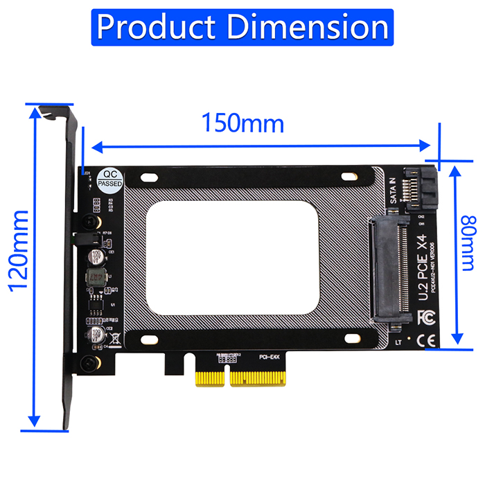 U.2 SFF-8639 Adapter PCIe U.2 SSD To PCI Express Card Support U.2 SSD 2.5" SATA SSD