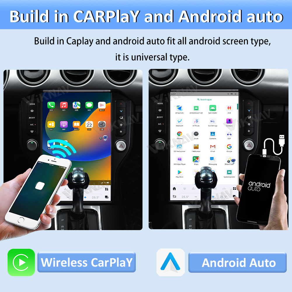 Viknav Car Radio For Ford Mustang (2015-2022) 14.4 inch Upgrade CarPlay Screen Android 13 Auto Head Unit GPS Navigation