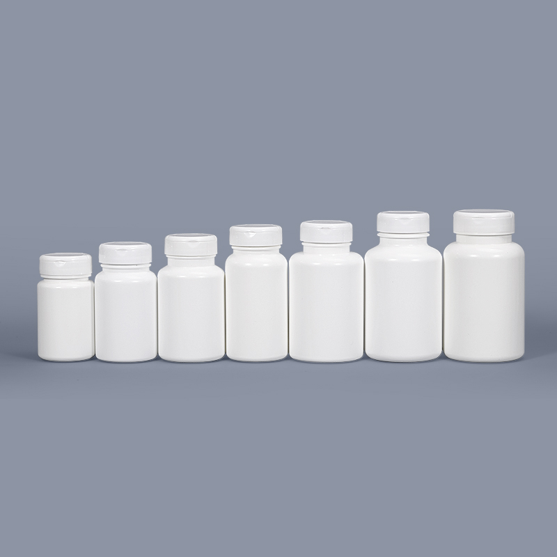 Engraved White Round Plastic Pill Bottles for Capsule Tablets Pharmaceutical Storage